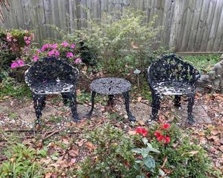 Vintage iron outdoor furniture- two settees also available