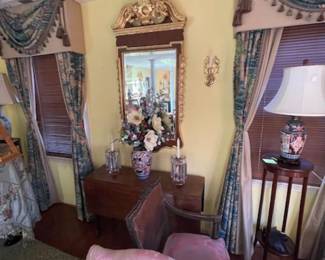 Another mirror, antique drop leaf table