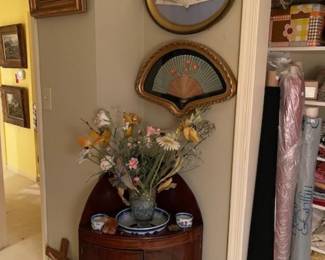 Wash stand, framed fans