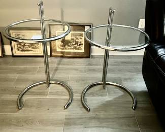 77. Pair of Chrome & Glass Side Tables (20" x 34")