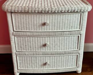 41. White Wicker 3 Drawer Chest (34" x 22" x 32")