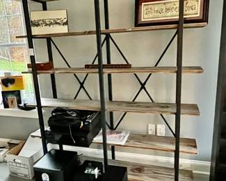 37. 6 Shelf Wood & Metal Bookcase (63" x 14" x 79")