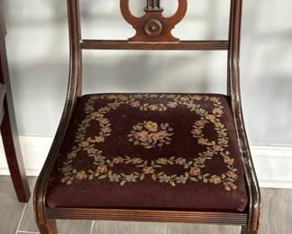 105a. Antique Chair Square Seat w/ Needlepoint