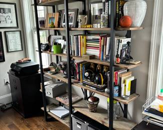 38. 6 Shelf Wood & Metal Bookcase (63" x 14" x 79")