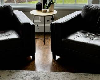 14. Pair of Brown Leather Club Chairs (40" x 35" x 32")