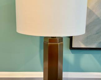 34. Pair of Metal Lamps w/ Brass Finish (28"h)