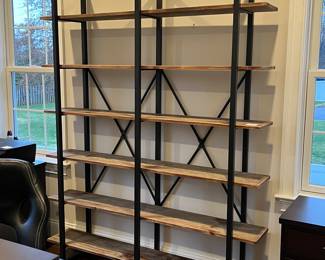 37. 6 Shelf Wood & Metal Bookcase (63" x 14" x 79")