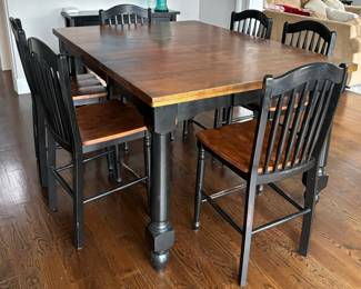 18. Bar Height Dining Table (48" x 48" x 37"h) w/ 1-18" leaf 19. 6 Side Chairs (19" x 17" x 41") (seat ht 24")