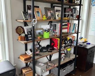 37. 6 Shelf Wood & Metal Bookcase (63" x 14" x 79")