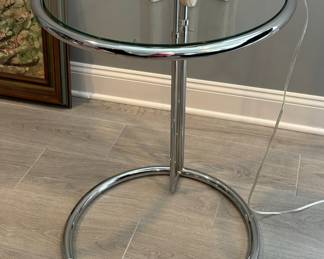77. Pair of Chrome & Glass Side Tables (20" x 34")