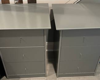 72. Pair of Metal 3 Drawer Nightstand (20" x 17" x 26")