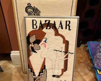 Framed vintage needlepoint