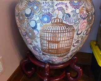 Antique fishbowl planter