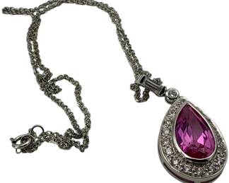 925 Silver Pink Sapphire Necklace 