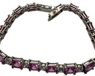 925 Silver Pink Sapphire Bracelet 