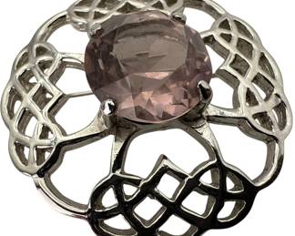 Celtic Silver Tone Scottish Brooch 