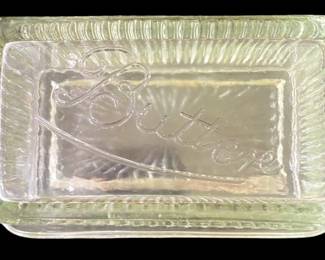Vintage Glass Butter Dish 