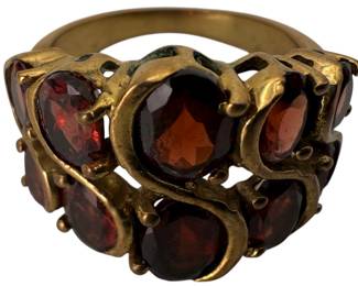 Gold Tone Vintage Costume Cocktail Ring 