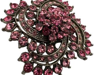 Pink Costume Rhinestone Brooch 
