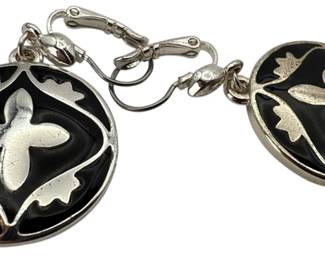 Liz Co Enamel Silver Tone Earrings 