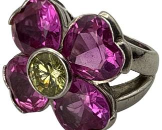 925 Silver Pink Sapphire Ring 