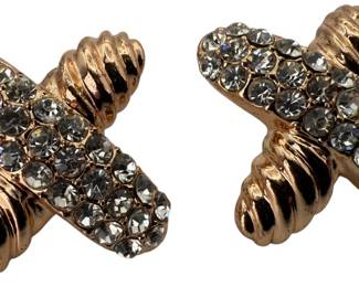 Gold Tone Costume X Earrings 