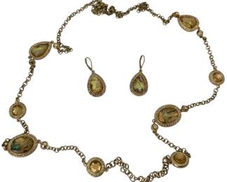 Gold Tone Necklace With Matching Earrings 