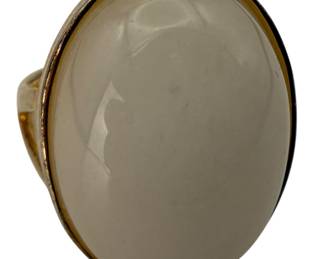 925 Silver White Jadeite Ring Sz 7.75 