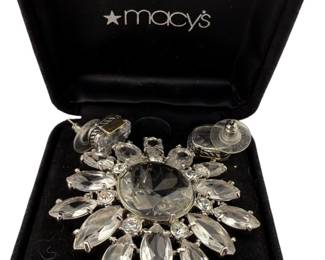 Monet Glass Rhinestone Brooch Earrings 