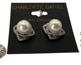 2 Pair CZ Earrings 