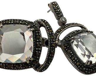925 Silver Crystal Marcasite Earrings 