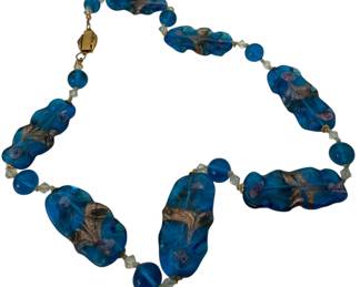 Vintage Blue Glass Necklace 20 