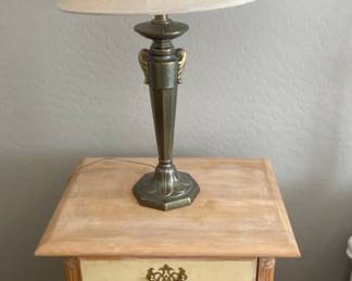 MidCentury French Style Nightstand With An Iron Lamp