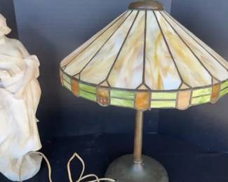 Tiffany Style Lamp And Nice Statue