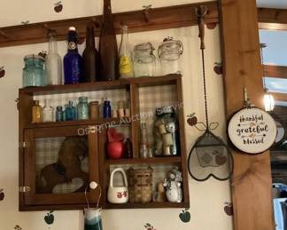 Vintage bottles, shelf & more
