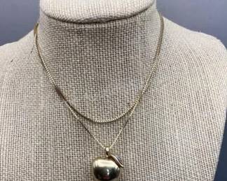14K gold box chain with 14K gold apple pendant