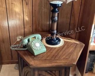 MCM end table & lamp