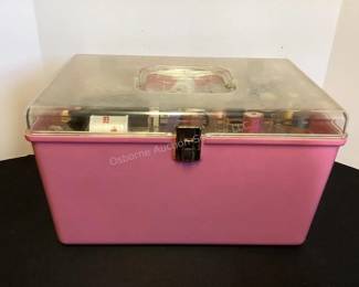 Vintage sewing box & contents