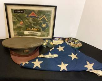Army collectibles & American flag