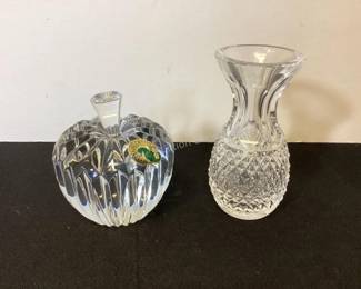 Waterford apple paperweight & vase