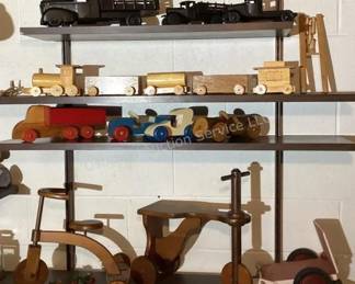 Wood toys & metal trucks