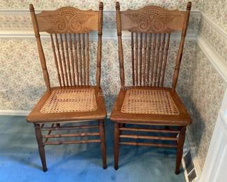 Cane seat dining chairs