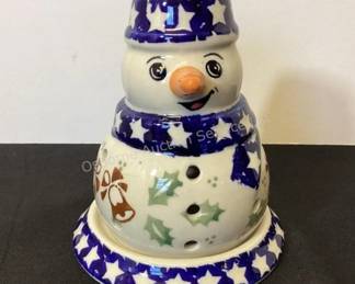 Polish pottery snowman; Several pieces of Polish Pottery to choose from, see catalog for all items