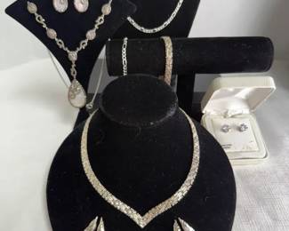 Sterling Necklace and Bracelet and Earring Sets