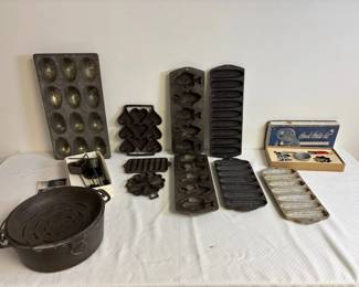Vintage Cast Iron Cake bread Pams molds Corn Cob, Fish, Handi Hostess Kit