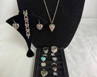 925 Heart Collection of Pendants, Rings, Earrings