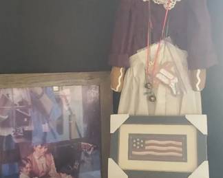 Country Gingerbread Girl Statue, Art, Display Shelf, Doll Ladder