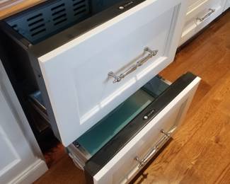 Uline two-drawer fridge located in center island