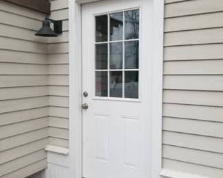 Entry door; exterior light
