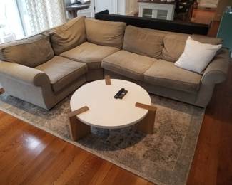 Pottery Barn L-shaped sectional couch - good condition - needs cleaning. Area rug